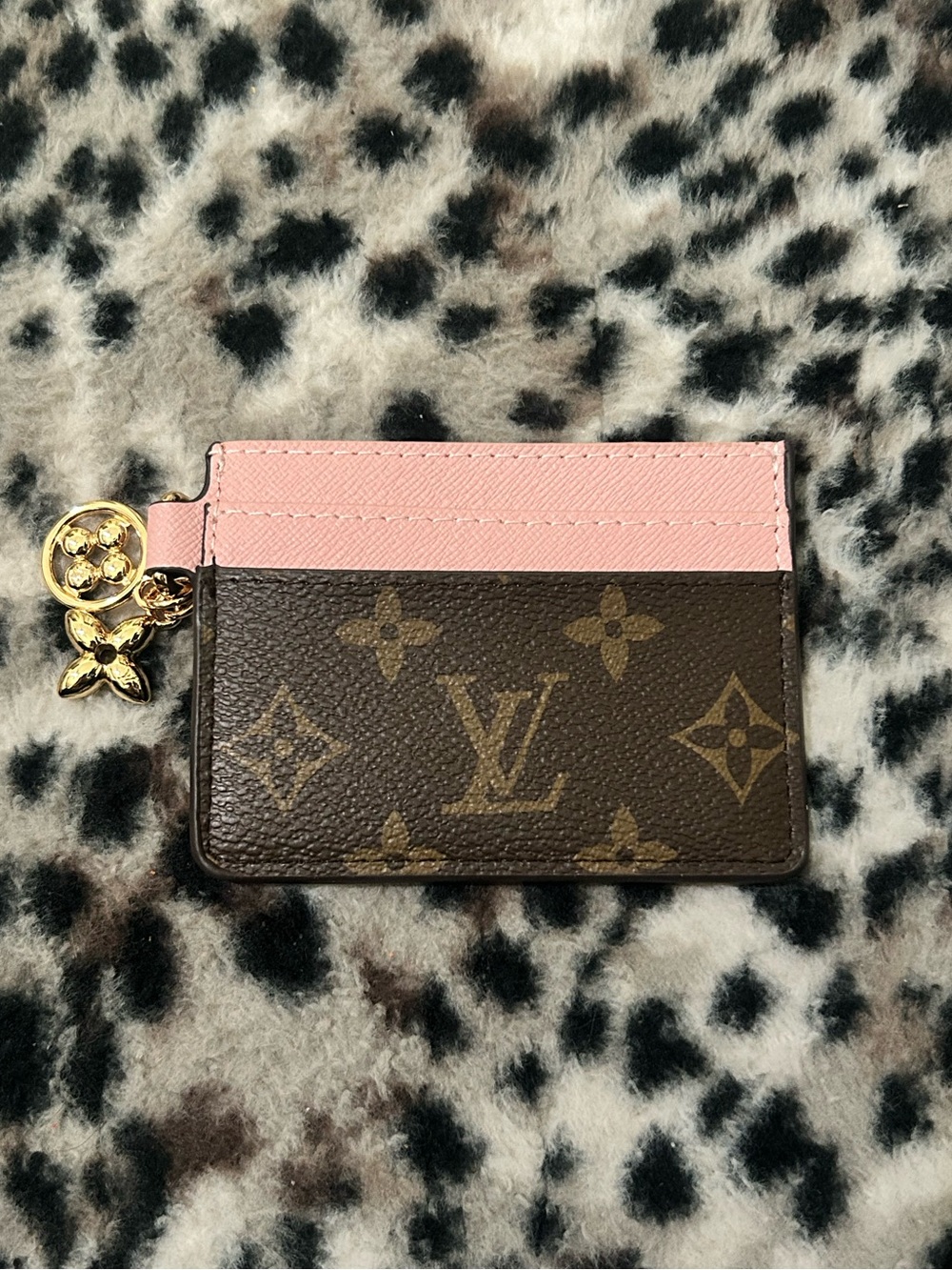 Brown Card Holder with Pink Trim